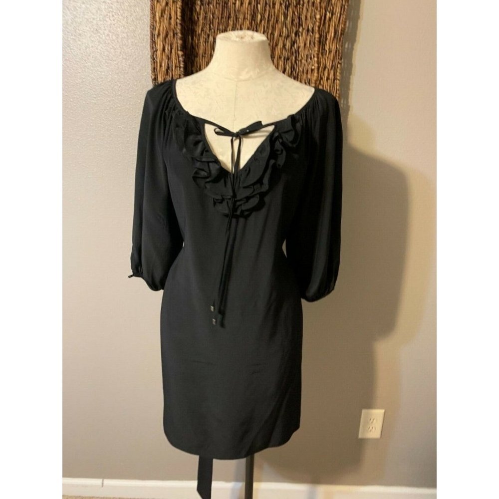 Anthropologie Alice & Trixie Black Long Sleeve Silk Shift Tunic Dress S Small ^ - Picture 8 of 8